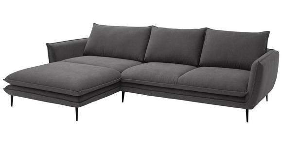 ECKSOFA  in Webstoff Taupe  196/304 cm  - Taupe/Schwarz, KONVENTIONELL, Textil/Metall (196/304cm) - Hom`in