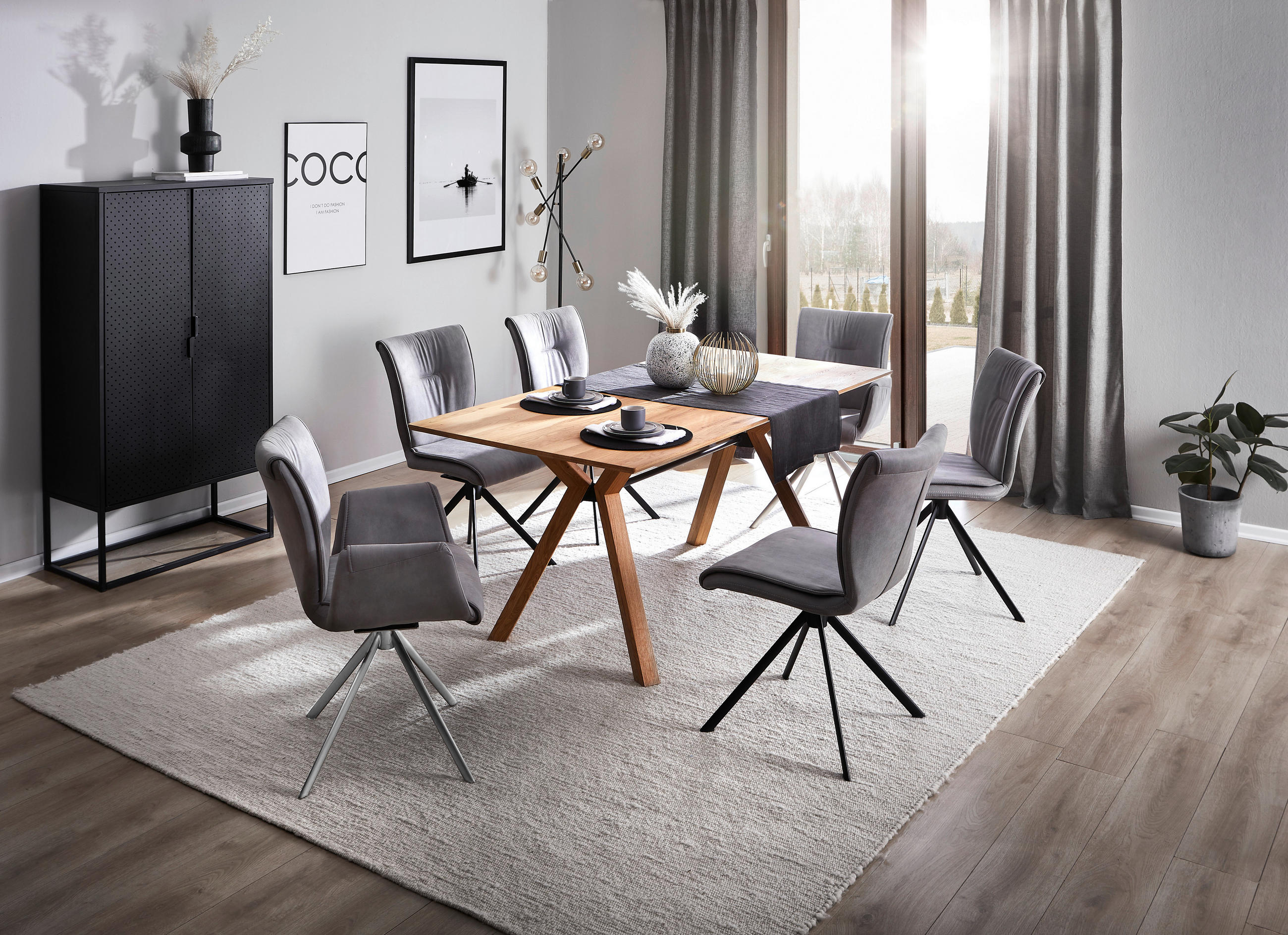 ARMLEHNSTUHL  in Edelstahl Lederlook, Velours, Mikrofaser  - Anthrazit, Design, Textil/Metall (50/89/61cm) - Dieter Knoll