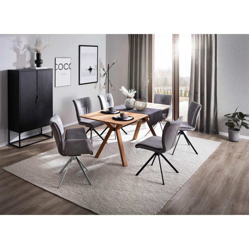 Thumbnail - Dieter Knoll Esstisch, Schwarz, Eiche, Holz, Metall, Asteiche, massiv, rechteckig, eckig, 100x75x220 cm, in verschiedene...