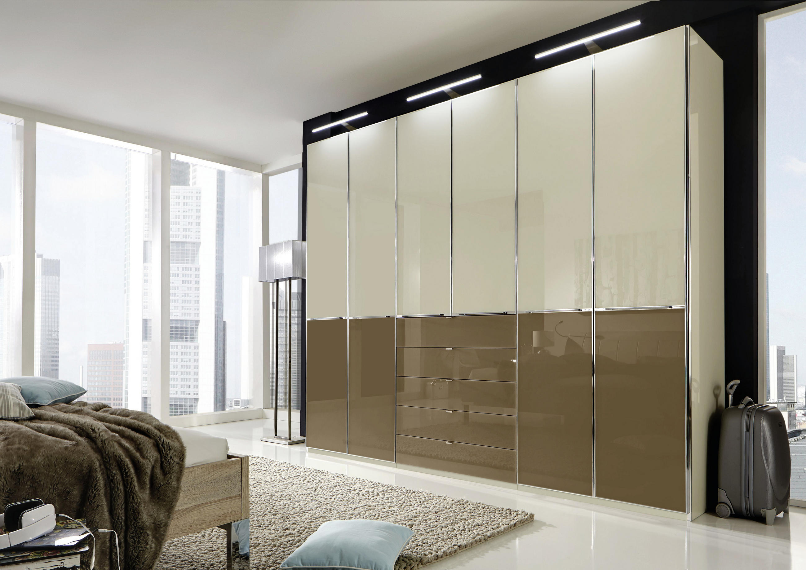 DREHTÜRENSCHRANK 300/236/62 cm 6-türig  - Chromfarben/Eichefarben, Design, Glas/Holzwerkstoff (300/236/62cm) - Novel