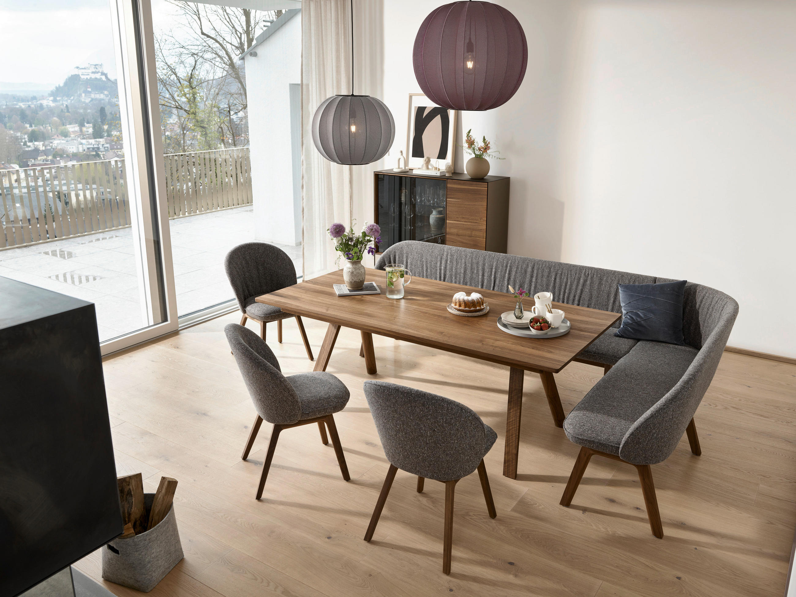 ESSTISCH in Holz 200(300)/100/75 cm  - Nussbaumfarben, Design, Holz (200(300)/100/75cm) - Team 7