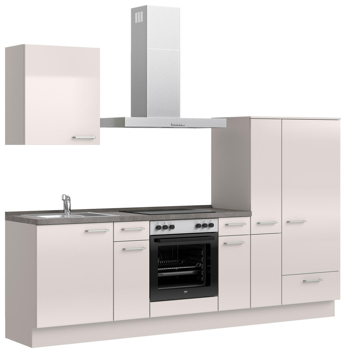 KÜCHENLEERBLOCK Flash 270 cm  in Schieferfarben, Hellgrau  - Schieferfarben/Edelstahlfarben, MODERN, Holzwerkstoff/Metall (270cm) - Nobilia