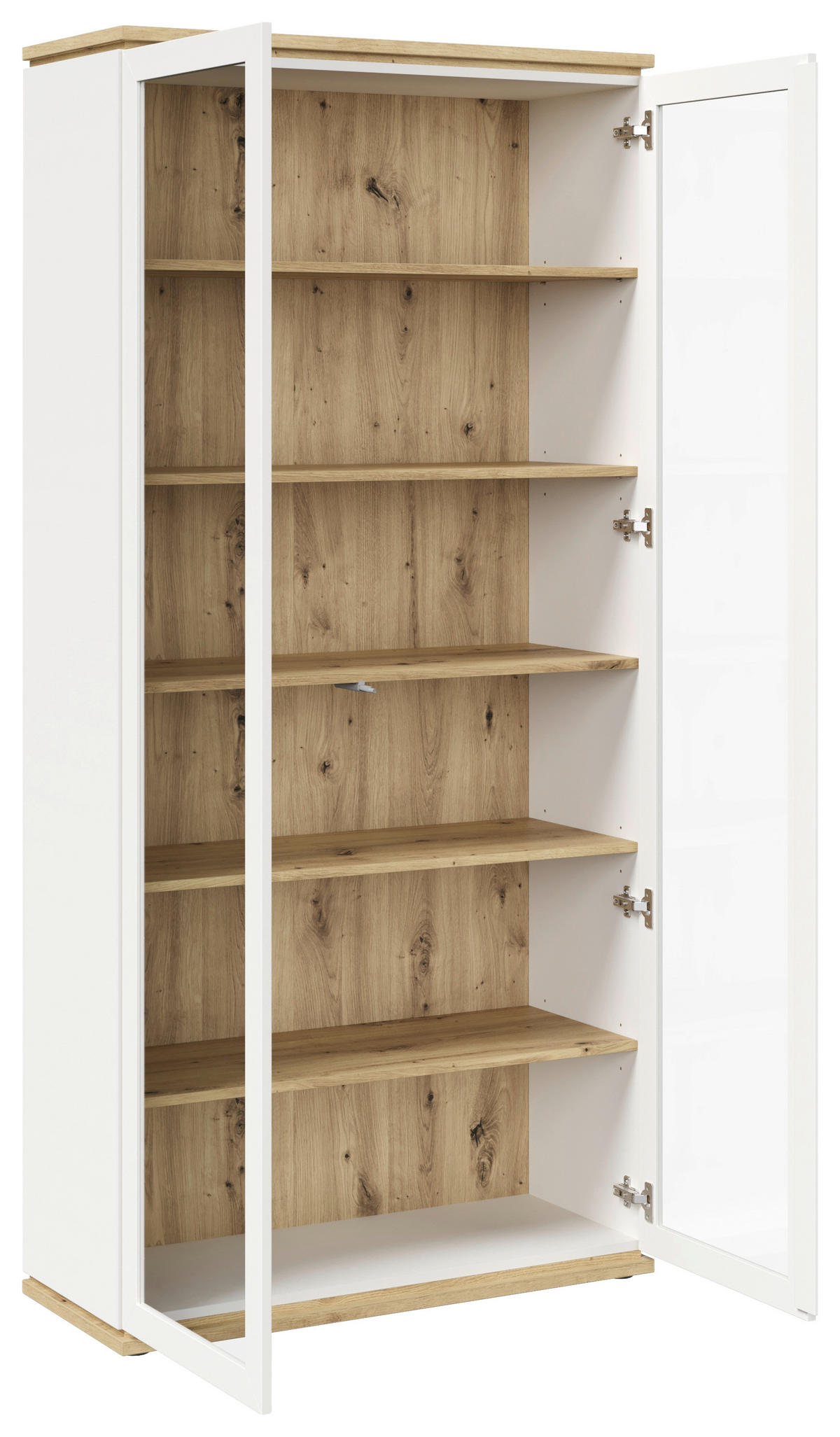 VITRINE  in Weiß, Eiche Artisan  - Weiß/Eiche Artisan, KONVENTIONELL, Holzwerkstoff (94/201/38cm) - Xora