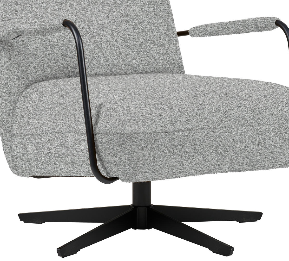 SESSEL in Flachgewebe, Bouclé Hellgrau  - Hellgrau/Schwarz, Design, Textil/Metall (71/103/91cm) - Koinor