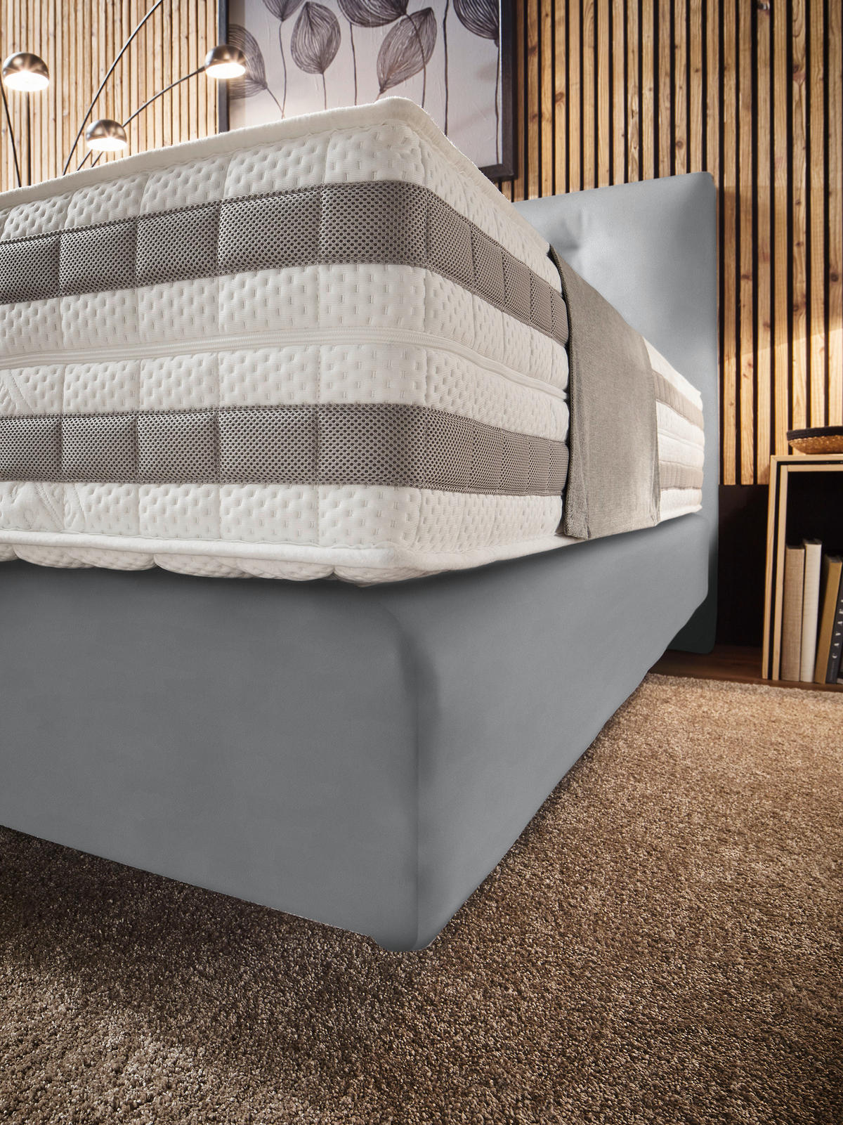 BOXSPRINGBETT 200/200 cm  in Grau  - Grau, KONVENTIONELL, Holz/Textil (200/200cm) - Dieter Knoll