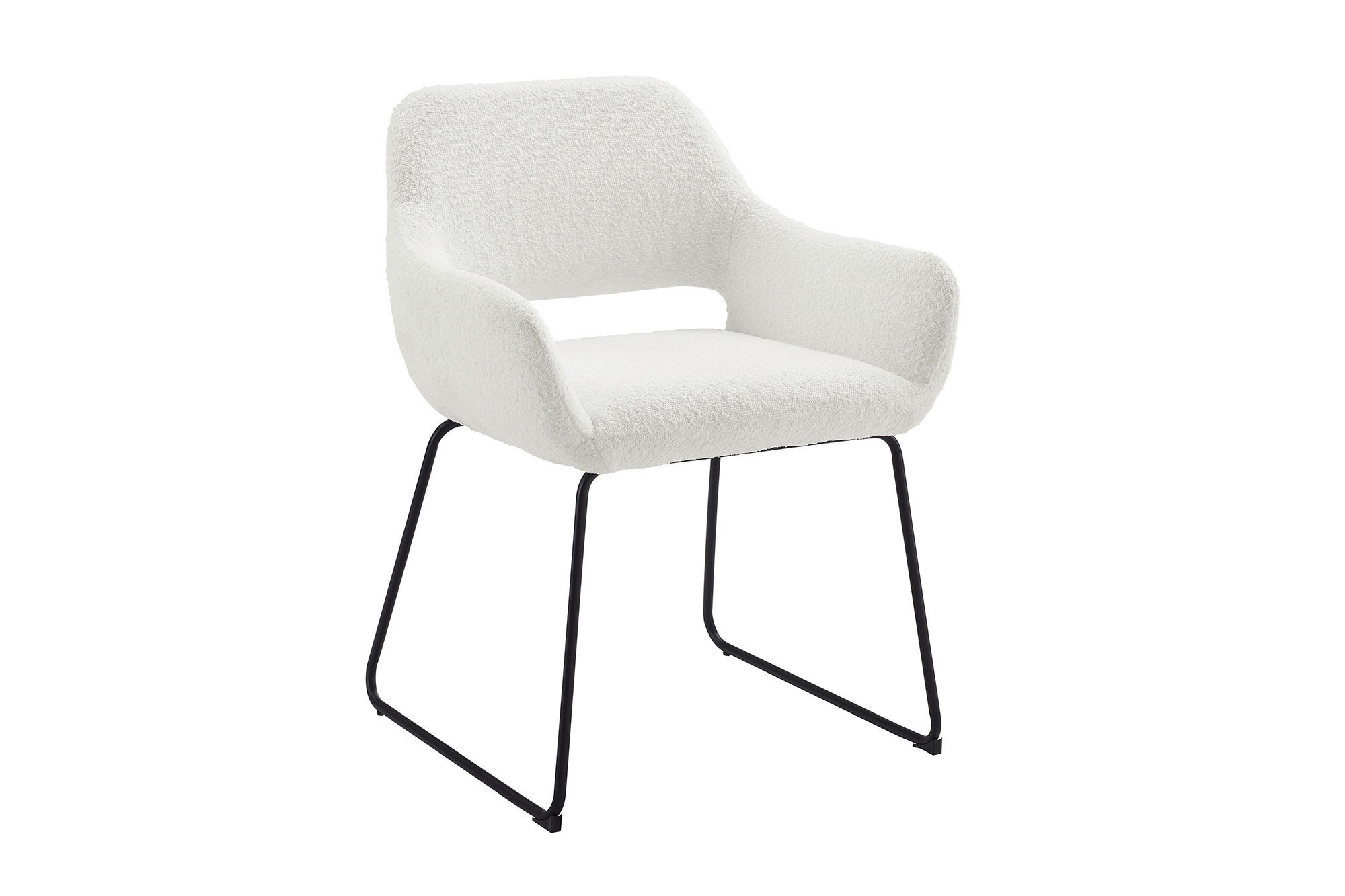 STOLIČKA S PODRÚČKAMI, buklé, biela - čierna/biela, Modern, kov/textil (63,5/82,5/59cm) - Livetastic