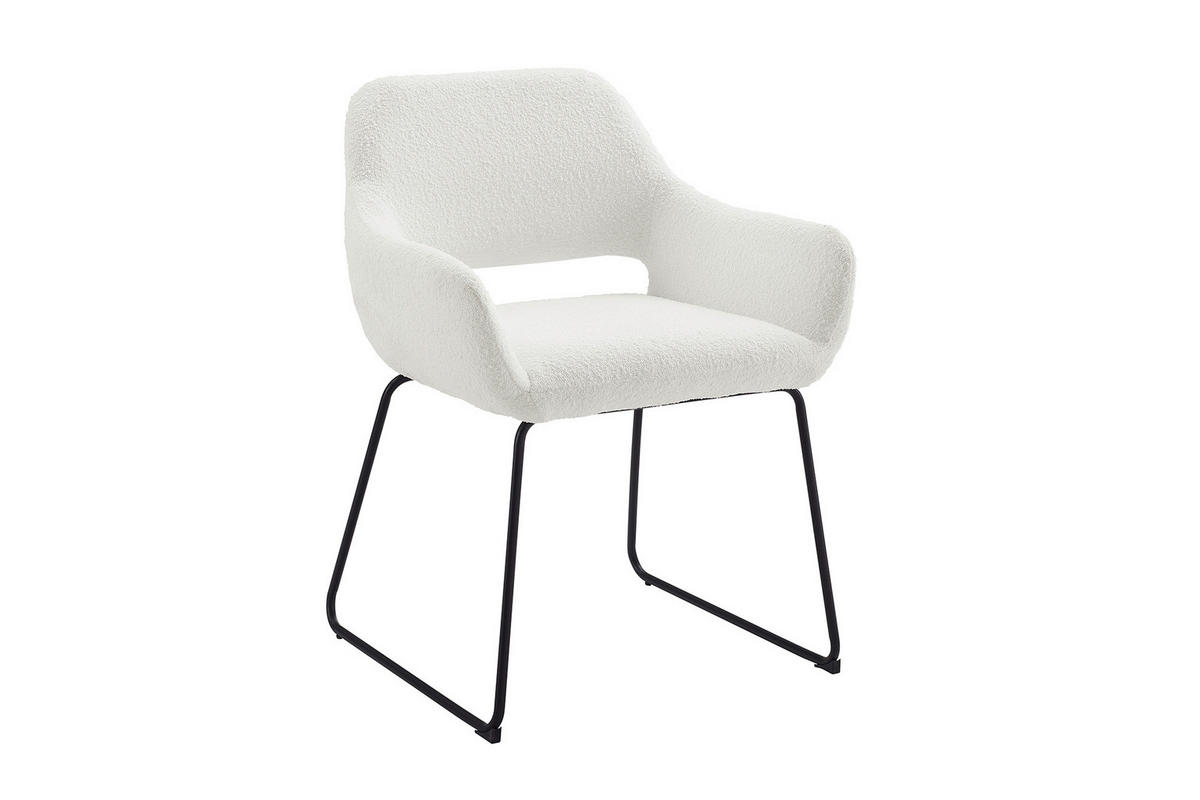 STOLIČKA S PODRÚČKAMI, buklé, biela - čierna/biela, Modern, kov/textil (63,5/82,5/59cm) - Livetastic