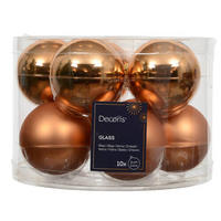 CHRISTBAUMKUGEL-SET 6,00 cm 10-teilig  - Cognac, KONVENTIONELL, Glas (6,00cm)