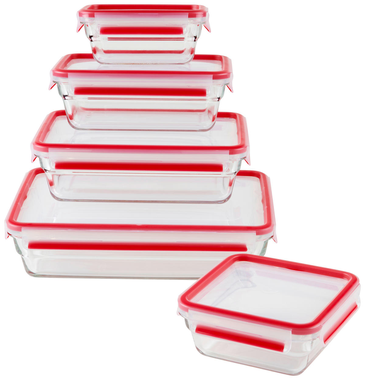 FRISCHHALTEDOSE CLIP & CLOSE GLAS 0,45 L  - Rot, Basics, Glas/Kunststoff (16,8/11,8/7cm) - Emsa