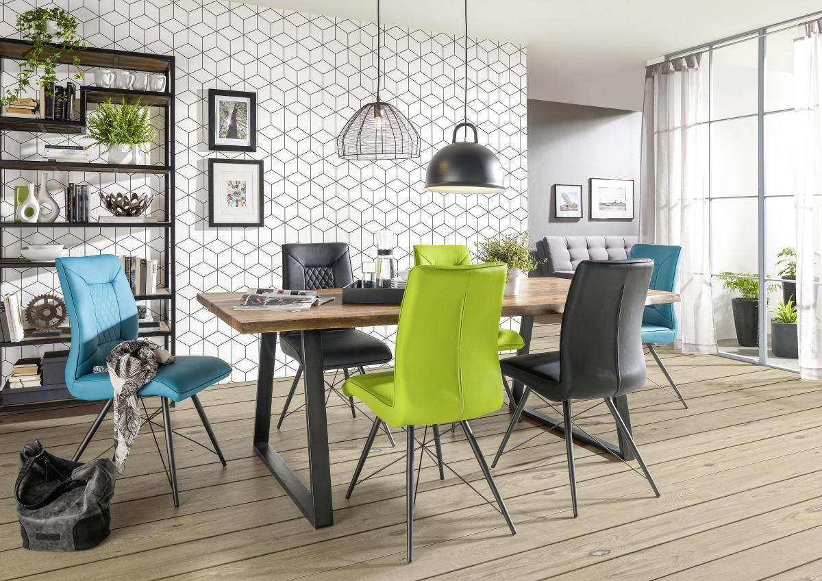 JEDILNA MIZA, masivno indijski rožni les črna, barve indijskega rožnega lesa  - črna/barve indijskega rožnega lesa, Trendi, kovina/les (200/76/100cm) - Carryhome