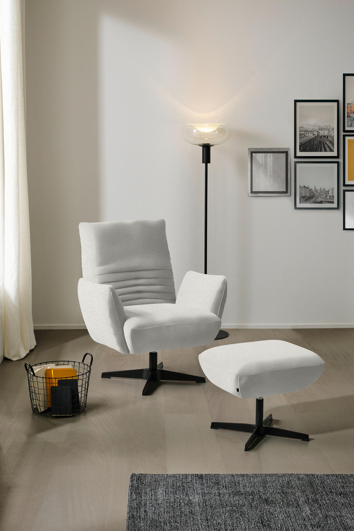 SESSEL in Teddystoff Weiß  - Schwarz/Weiß, Design, Textil/Metall (60/94/86cm) - Dieter Knoll