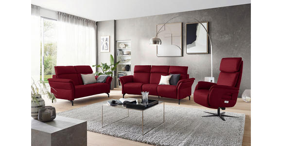 TRAPEZSOFA in Mikrofaser Rot  - Rot/Schwarz, KONVENTIONELL, Textil/Metall (221/103/95cm) - Dieter Knoll