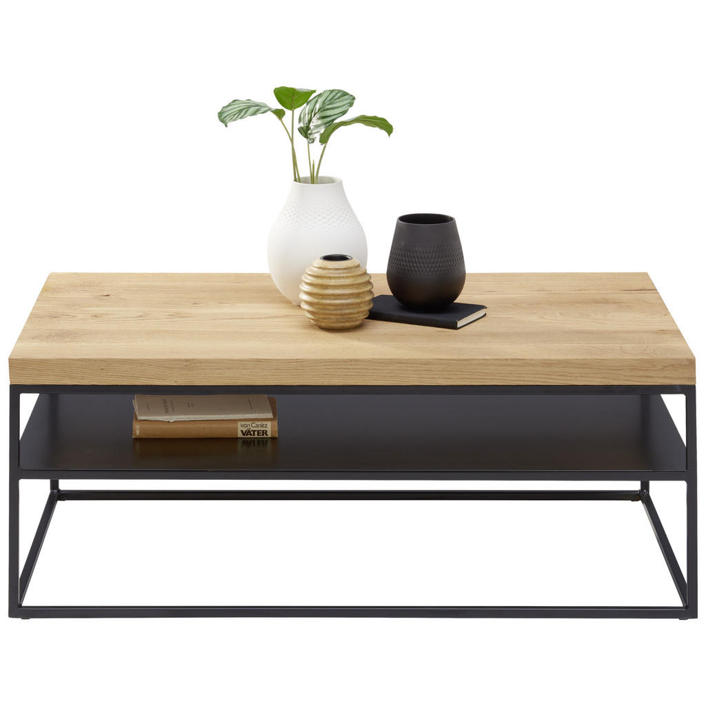 Thumbnail - Novel Couchtisch, Schwarz, Eiche, Holz, Metall, Eiche, massiv, rechteckig, 60x40x100 cm, Wohnzimmer, Wohnzimmertische, C...