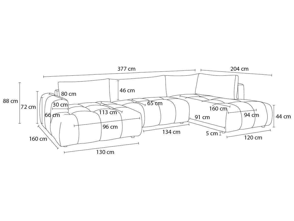 WOHNLANDSCHAFT  FUJI  Beige Leinenoptik  - Beige/Schwarz, MODERN, Kunststoff/Textil (204/377/160cm)