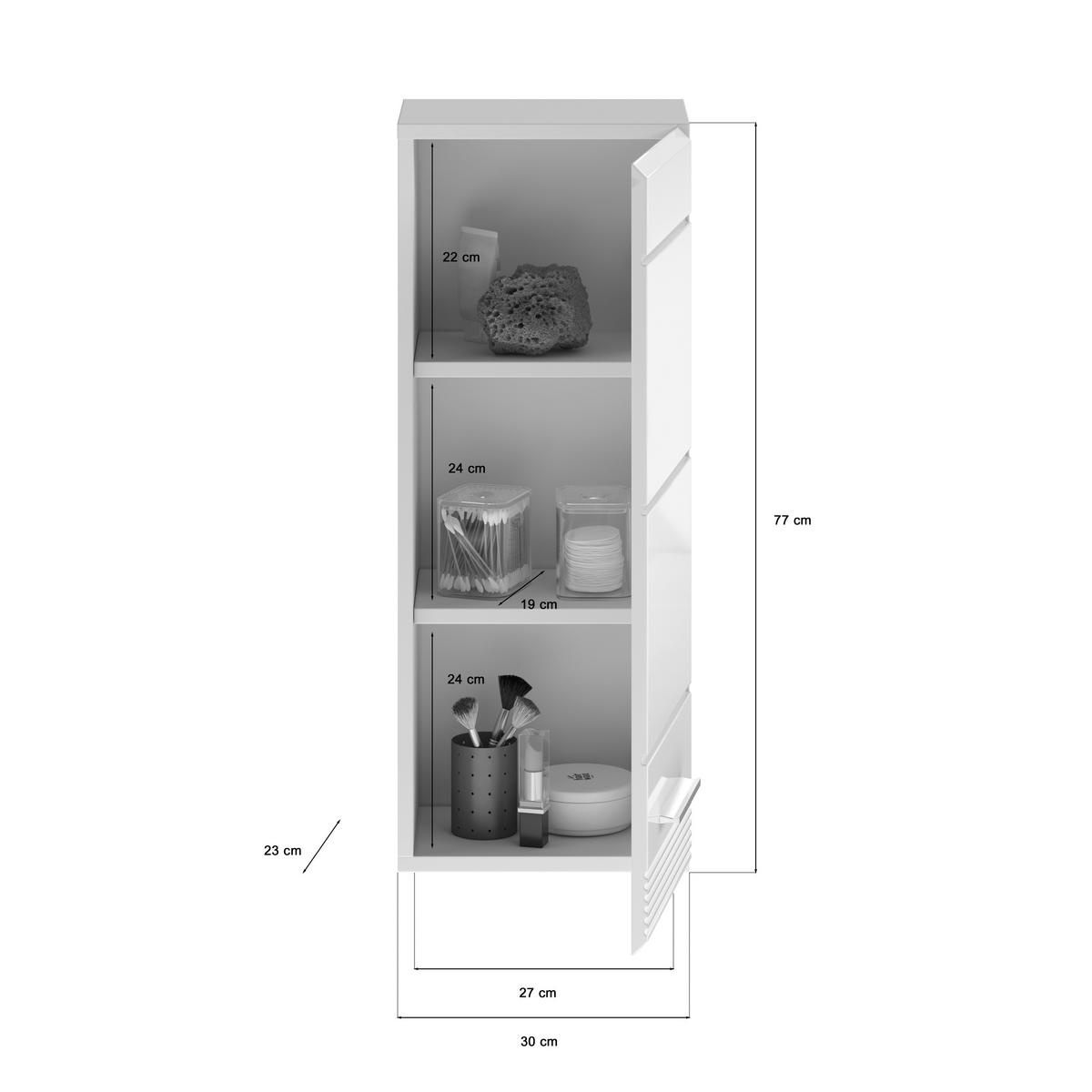 BADEZIMMER 4-teilig  in 90 cm  - Weiß Hochglanz/Silberfarben, MODERN, Glas/Holzwerkstoff (90cm) - MID.YOU