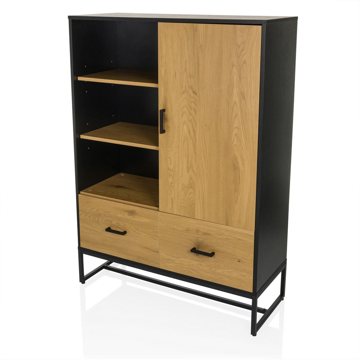 HIGHBOARD  in 100/140/40 cm  - Eichefarben/Schwarz, MODERN, Holzwerkstoff/Metall (100/140/40cm) - MID.YOU
