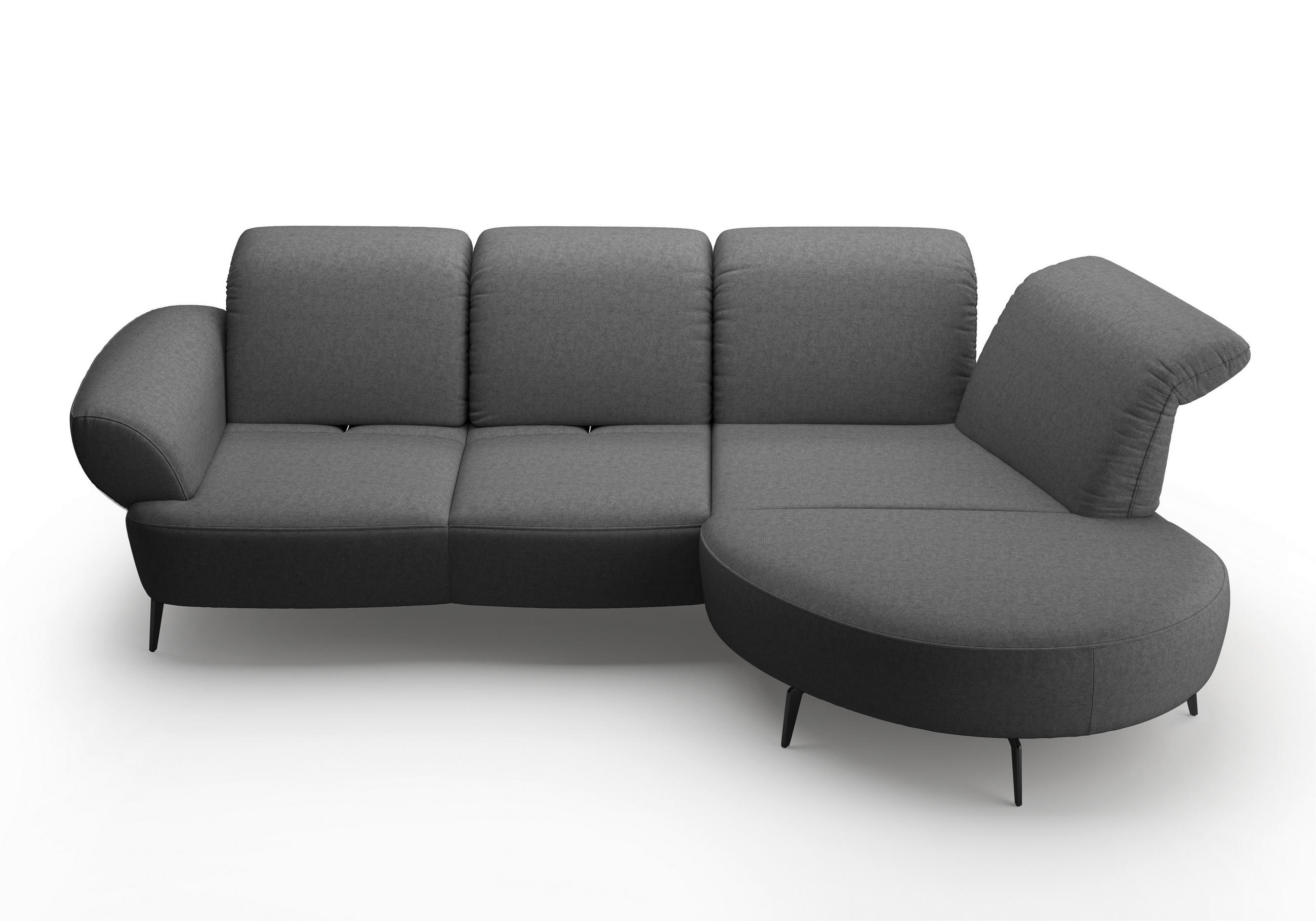 ECKSOFA in Flachgewebe Dunkelgrau  - Dunkelgrau/Schwarz, Modern, Textil/Metall (313/208cm) - Sit & More