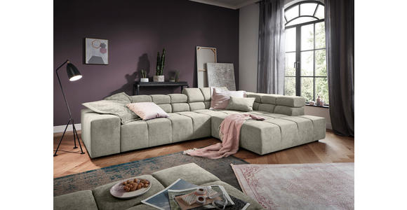 ECKSOFA in Velours Creme  - Creme/Schwarz, Design, Kunststoff/Textil (317/213cm) - Hom`in