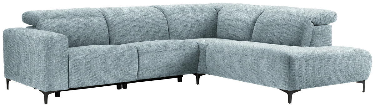 ECKSOFA in Flachgewebe Hellblau  - Schwarz/Hellblau, Design, Textil/Metall (290/238cm) - Pure Home Lifestyle