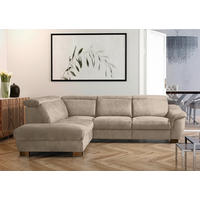 ECKSOFA TREND in Mikrofaser Taupe Bettkasten, Relaxfunktion, Kopfteilverstellung  238/276 cm  - Taupe/Wengefarben, Design, Holz/Textil (238/276cm) - Livetastic