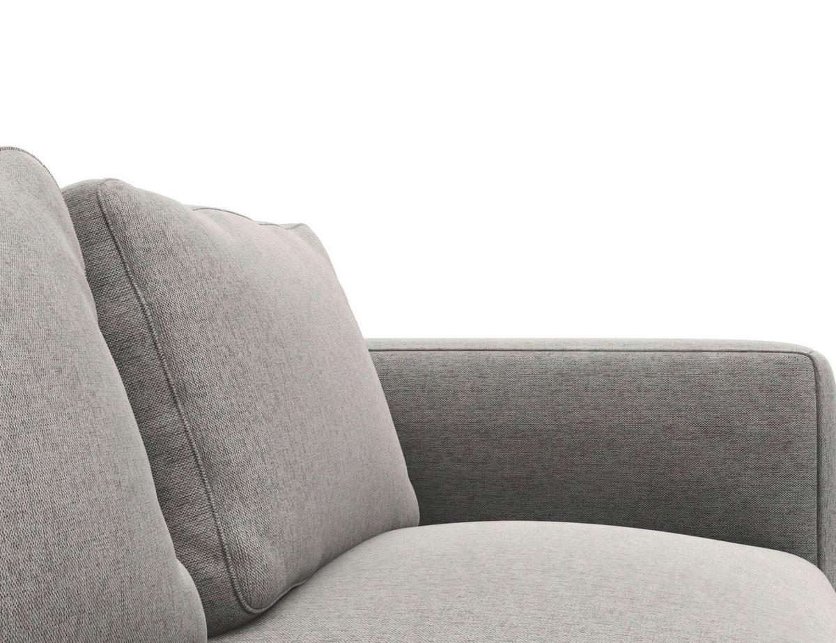 ECKSOFA Grau Webstoff, Flachgewebe  - Schwarz/Grau, Design, Textil/Metall (219/252cm) - Livetastic