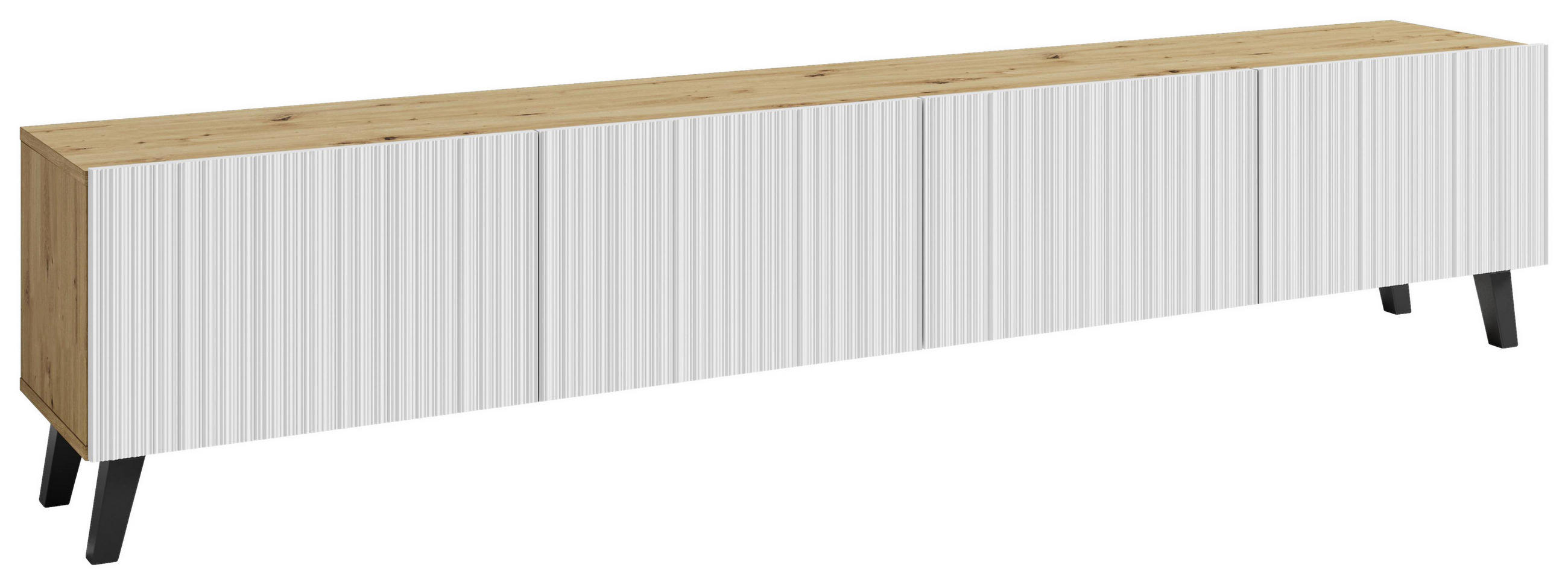 P & B LOWBOARD Weiß, Eiche Artisan 190cm × 32cm × 39cm
