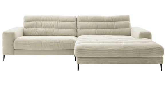 ECKSOFA  in Cord Naturfarben  296/207 cm  - Schwarz/Naturfarben, Design, Textil/Metall (296/207cm) - Dieter Knoll