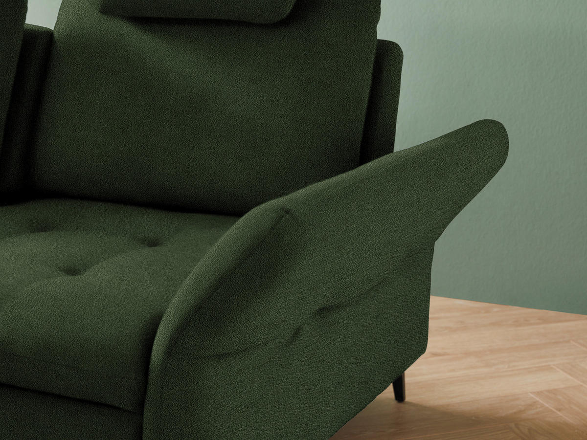 ECKSOFA in Flachgewebe Olivgrün  - Schwarz/Olivgrün, Natur, Textil/Metall (233/288cm) - Valnatura