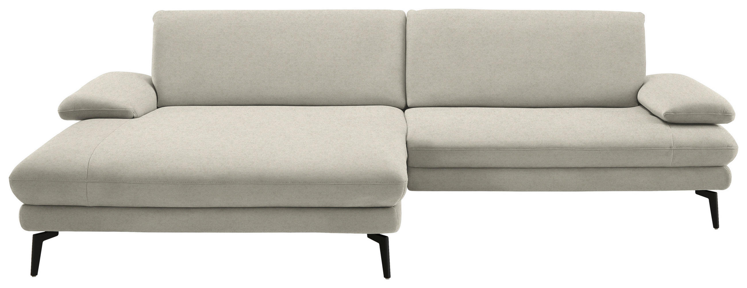 ECKSOFA Chenille, Flachgewebe Naturfarben  - Schwarz/Naturfarben, Design, Textil/Metall (180/284cm) - Dieter Knoll