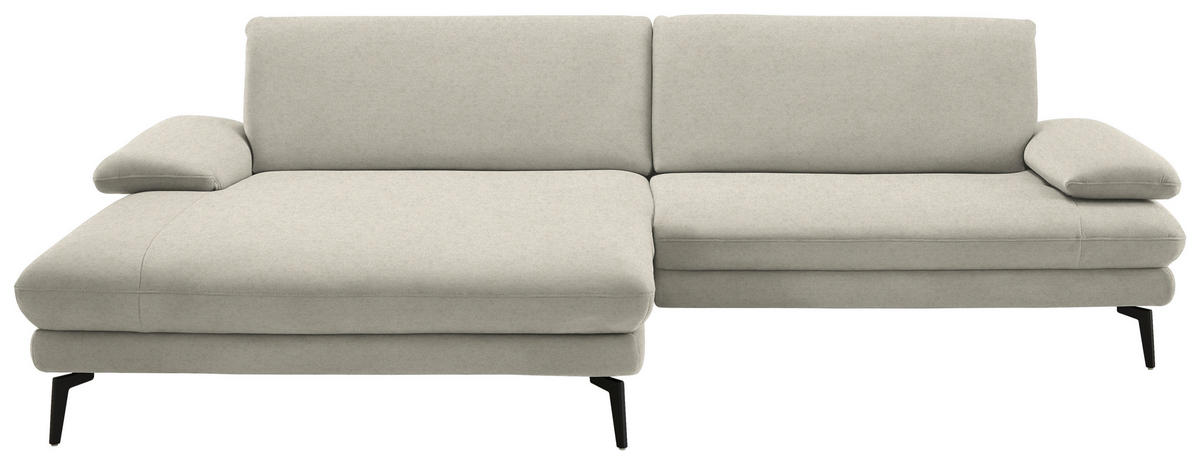 ECKSOFA Chenille, Flachgewebe Naturfarben  - Schwarz/Naturfarben, Design, Textil/Metall (180/284cm) - Dieter Knoll