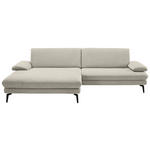 ECKSOFA  in Chenille, Flachgewebe Naturfarben  180/284 cm  - Schwarz/Naturfarben, Design, Textil/Metall (180/284cm) - Dieter Knoll