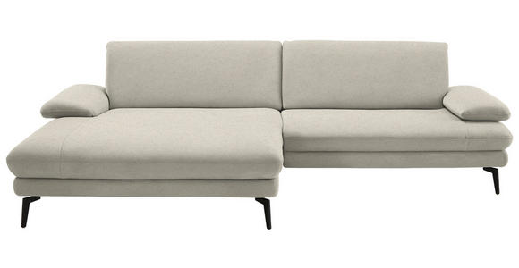 ECKSOFA  in Chenille, Flachgewebe Naturfarben  180/284 cm  - Schwarz/Naturfarben, Design, Textil/Metall (180/284cm) - Dieter Knoll