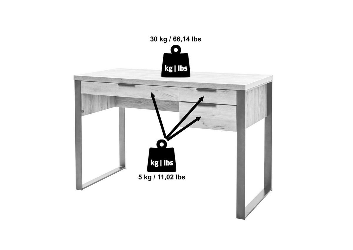 SCHREIBTISCH 120/55/76 cm  in Anthrazit, Eichefarben  - Eichefarben/Anthrazit, MODERN, Holzwerkstoff/Metall (120/55/76cm)