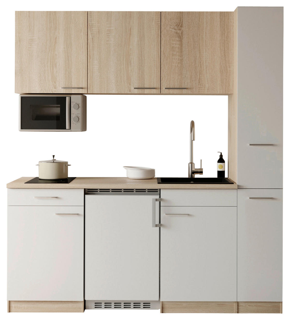 KUHINJSKI BLOK - barve hrasta/bela, Design, umetna masa/leseni material (180cm) - Respekta