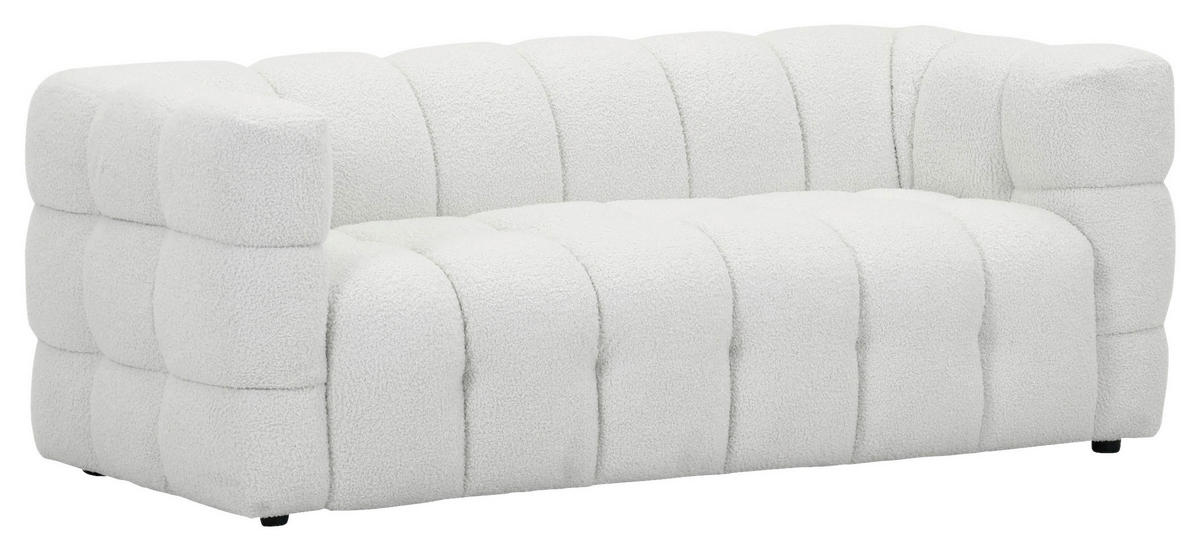 SOFA in Flachgewebe Weiss  - Weiss/Schwarz, Trend, Kunststoff/Textil (177/67/86cm)