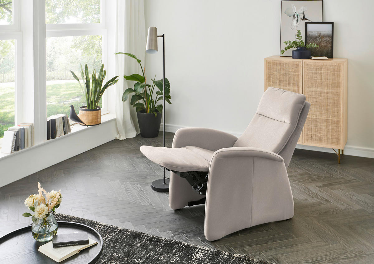 FERNSEHSESSEL in Chenille Beige  - Beige, Konventionell, Textil (79/114/87-176cm) - Valdera