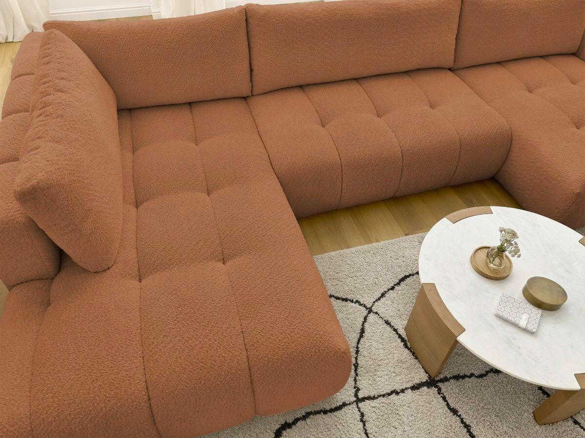 WOHNLANDSCHAFT  FUJI  Orange Bouclé  - Schwarz/Orange, MODERN, Kunststoff/Textil (204/377/160cm)