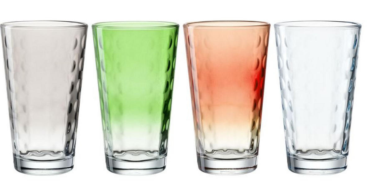 GLÄSERSET Optic 4-teilig  - Design, Glas (19,50/16,50/19,50cm) - Leonardo