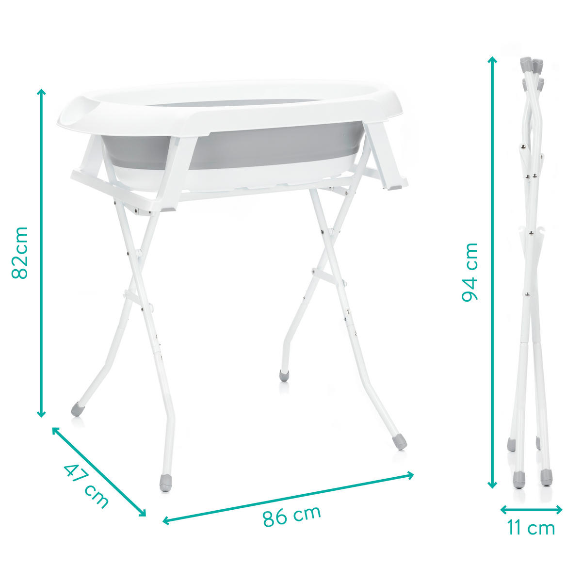 BABYBADEWANNE  - Hellgrau/Weiß, Basics, Kunststoff (21/85/47cm) - Fillikid