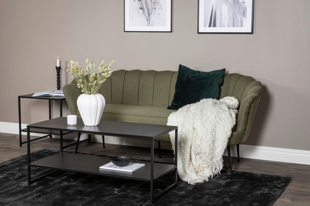 2-SITZER-SOFA Schwarz, Olivgrün  - Schwarz/Olivgrün, Design, Textil/Metall (180/78.5/78cm) - Livetastic
