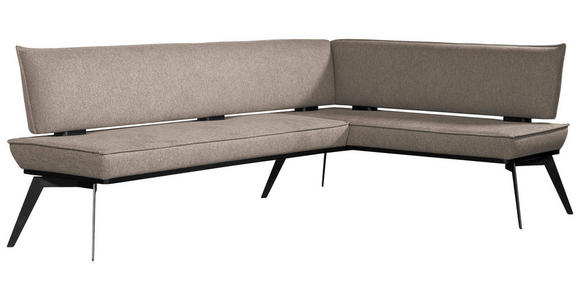 ECKBANK 235/165 cm Webstoff Schwarz, Taupe Buche massiv - Taupe/Schwarz, Basics, Holz/Textil (235/165cm) - Carryhome