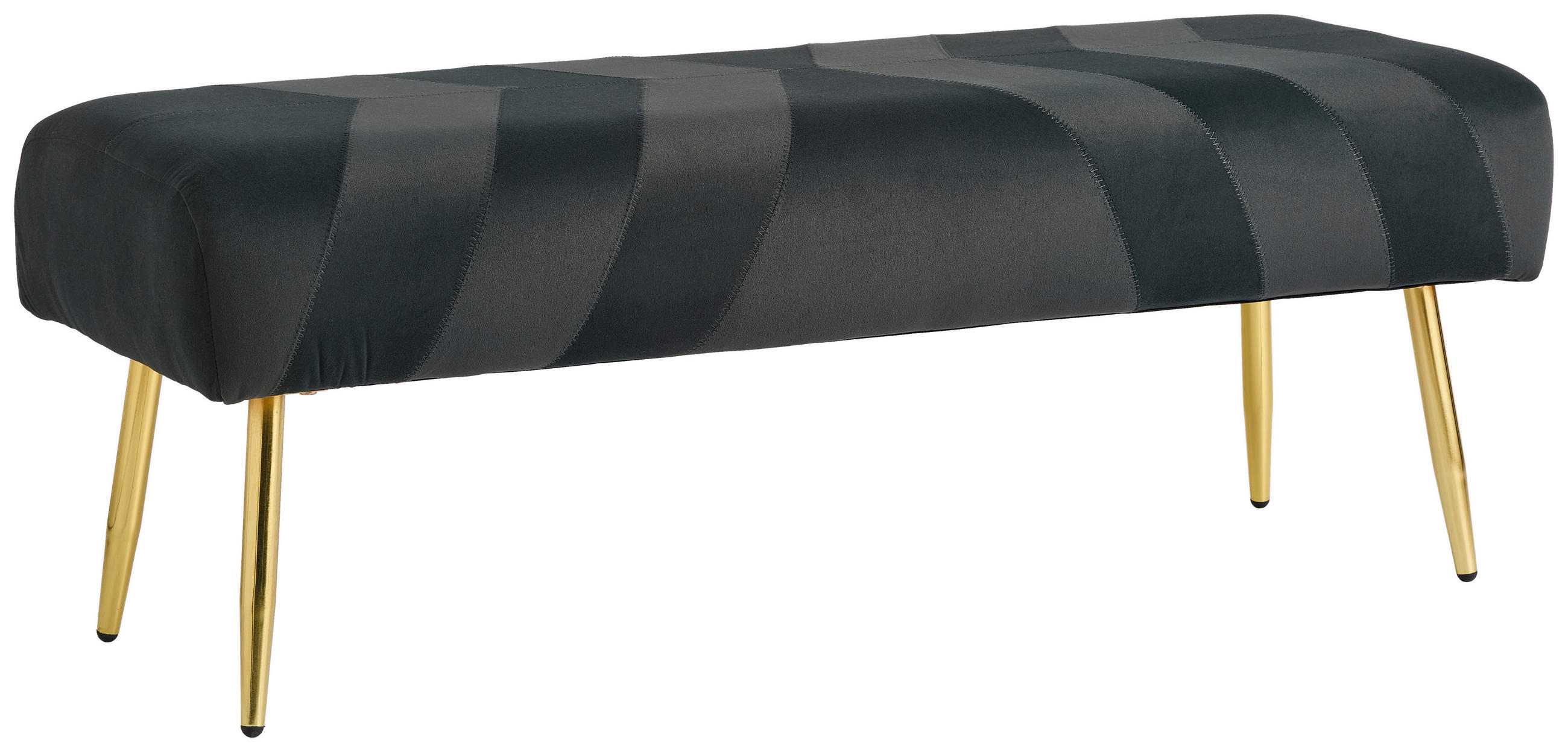HOCKERBANK 110/41/43 cm Samt Dunkelgrau  - Dunkelgrau/Goldfarben, Design, Textil/Metall (110/41/43cm) - MID.YOU