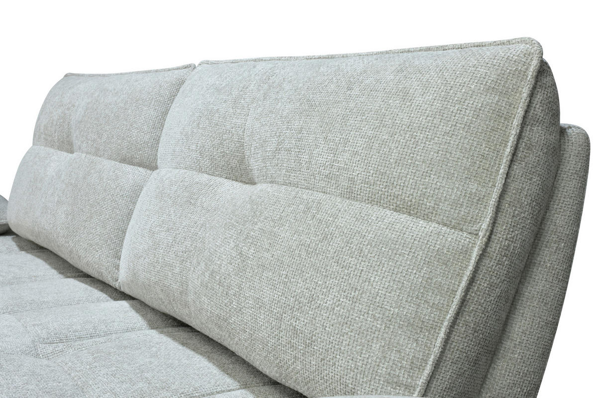 ECKSOFA Ottomane links  Greige Chenille  - Greige/Schwarz, Design, Textil/Metall (188/284cm) - Stylife