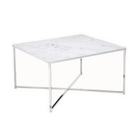 COUCHTISCH 80/80/45 cm quadratisch Weiß, Chromfarben  - Chromfarben/Weiß, Design, Glas/Metall (80/80/45cm) - Livetastic