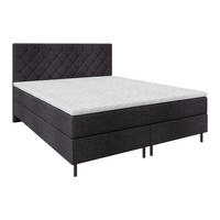 BOXSPRINGBETT 200/200 cm,  in Schwarz, Matratze, Topper, H2 + H2 = mittel  - Schwarz, KONVENTIONELL, Textil/Metall (200/200cm) - Chameo