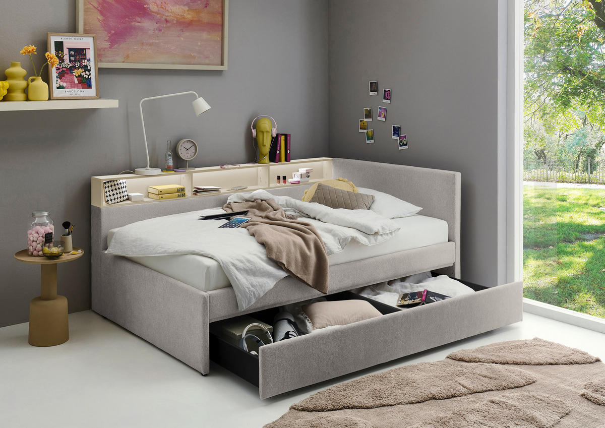 STAURAUMBETT 120/200 cm  in Grau, Sandfarben  - Sandfarben/Grau, MODERN, Holz/Holzwerkstoff (120/200cm) - Stylife