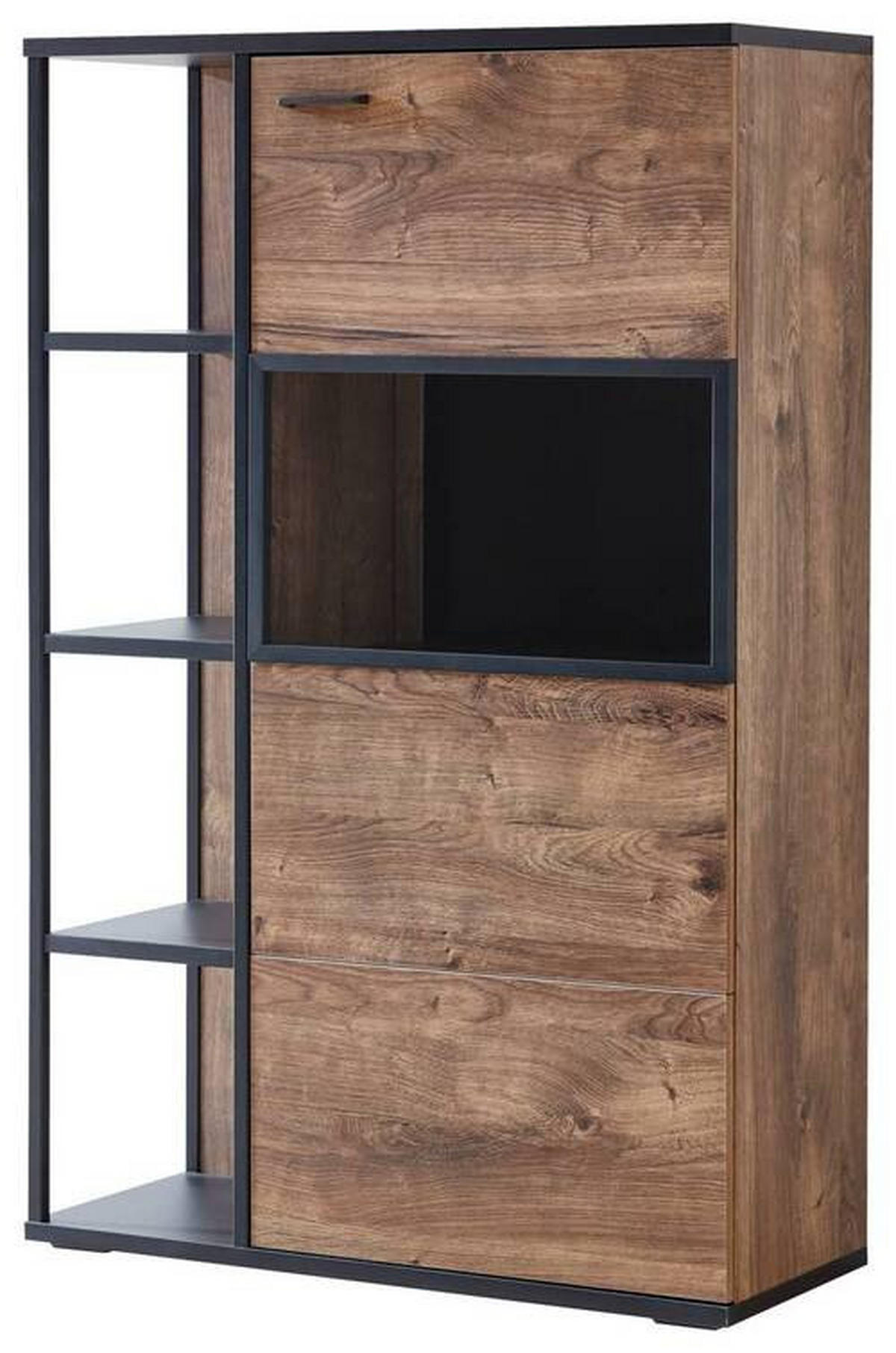 HIGHBOARD Bastian  in 90/140/37 cm  - Eichefarben/Dunkelgrau, KONVENTIONELL, Glas/Holzwerkstoff (90/140/37cm) - Cantus