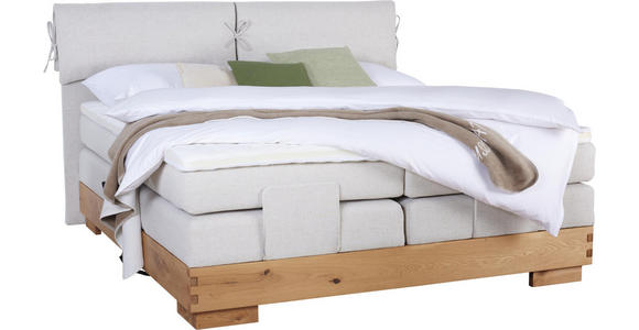 BOXSPRINGBETT 180/200 cm in Beige, Eichefarben - Eichefarben/Beige, Natur, Holz/Textil (180/200cm) - Valnatura