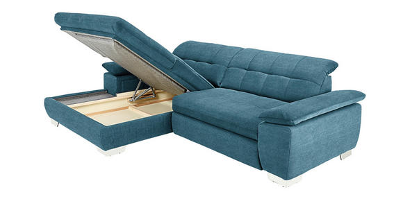 ECKSOFA in Mikrofaser Blau  - Chromfarben/Blau, Design, Textil/Metall (180/265cm) - Carryhome