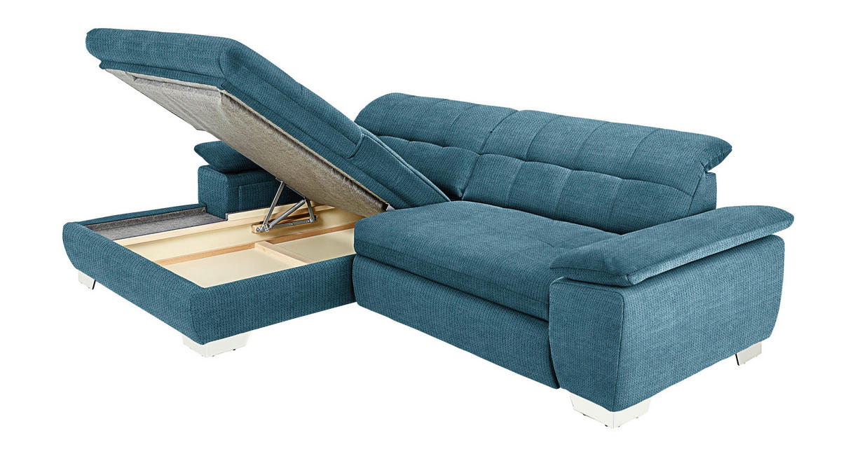 ECKSOFA in Mikrofaser Blau  - Chromfarben/Blau, Design, Textil/Metall (180/265cm) - Carryhome